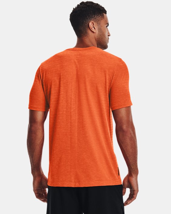 Men's UA RUSH™ Seamless GeoSport Short Sleeve, Orange, pdpMainDesktop image number 3